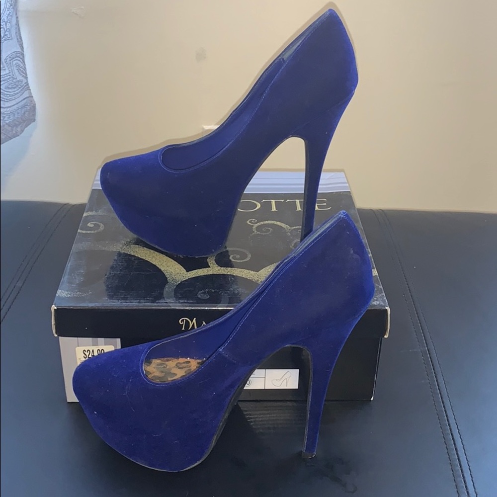 Navy Velvet Platform Heels